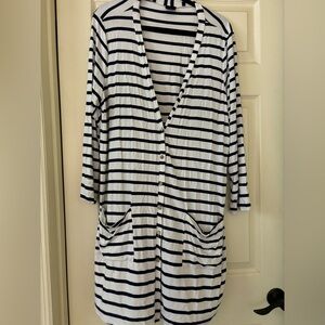 Agnes and Dora Navy and White striped cardigan size 2X